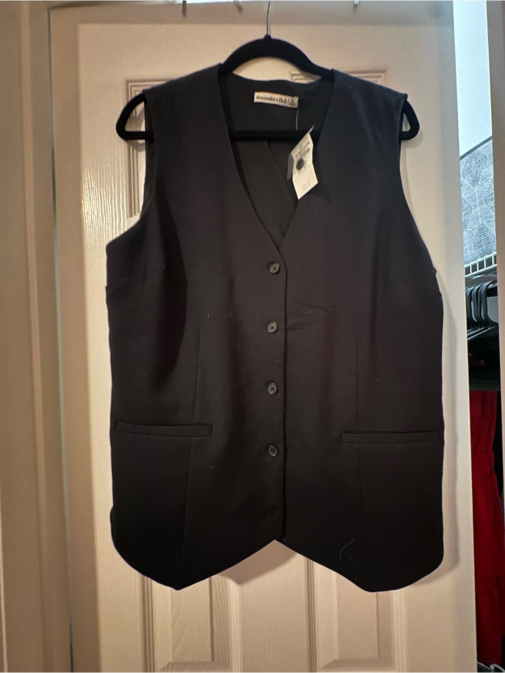Abercrombie & Fitch Black Women's Button-Front Vest